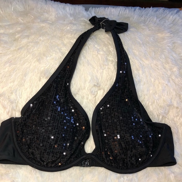 Venus Lascana Black Sparkly Sequin Bikini with Underwire Support size 38 B - Picture 3 of 10